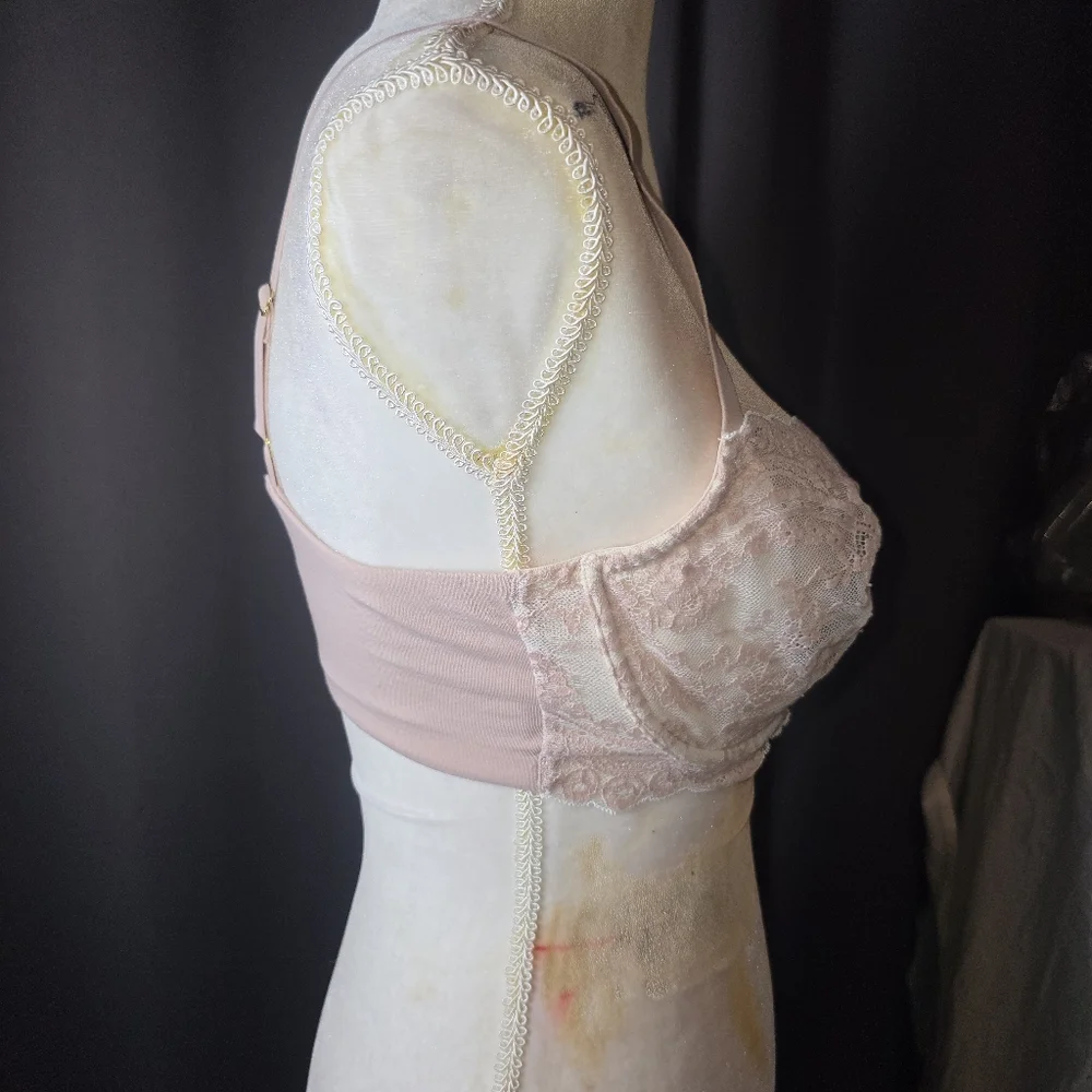 Natori 34DD Blush Pink Lace Underwire Balconette Bra Adjustable Straps Lined - Picture 3 of 6